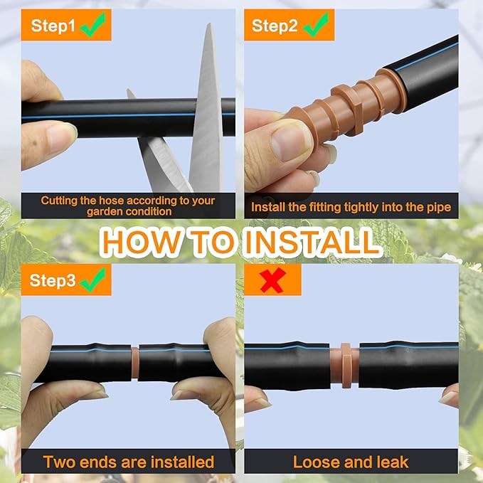 35-Pack Drip Irrigation Barbed Coupling Fittings, Barbed Connectors(17mm) Fit 1/2''(.600 ID) Drip Tubing,Sprinkler Tubing Connector for Drip Irrigation Systems