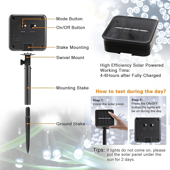 6 Pack Solar String Lights Outdoor, 600 LED Extra-Long 236Ft Solar Lights Outdoor with 8 Lighting Modes, IP65 Waterproof for Garden, Patio, Xmas, Balcony, Tree, Wedding, Party Decor (White)