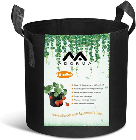 12 Packs 20 Gallon Grow Bags, Heavy Duty 300G Thickened Nonwoven Fabric Plant Pots with Handle