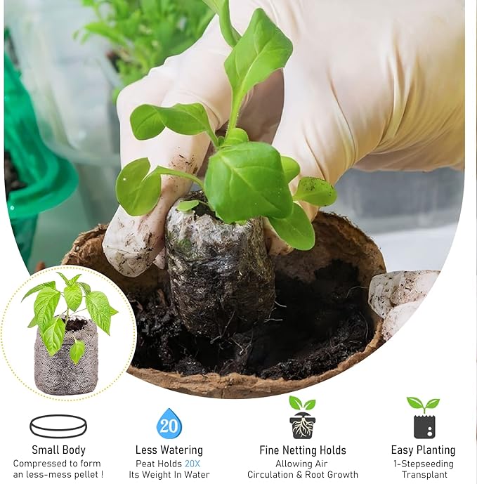 Legigo 50 Pcs 40mm Seed Starter Peat Pellets Pods for Seedlings- Compressed Seed Starting Pellets Seed Starter Pods Plugs Soil Peat Pods for Starting Seeds, Garden Planting Herb Flower Vegetables