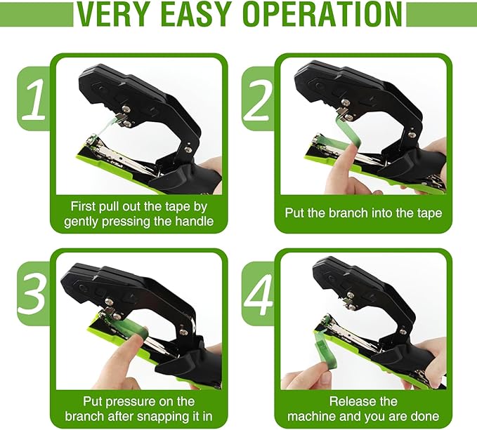 Plant Tying Machine with 20 Rolls Tape,Upgraded Plant Tapener,Quickly Garden Tape Tool,Plant Tape Gun,Vine Tying Tape with 10000pcs Staples Vineyard Garden Tools Set for Grapes, Raspberries, Tomatoes