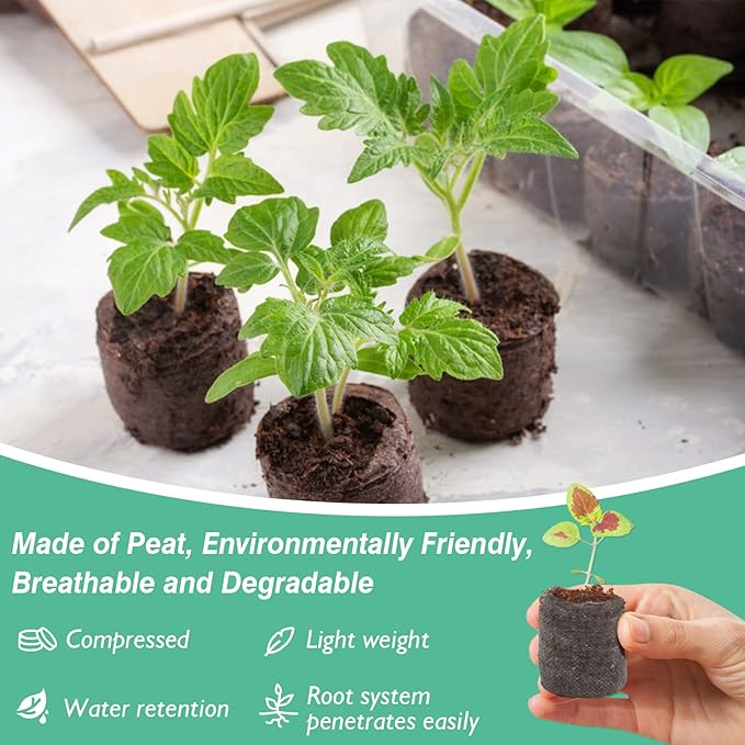 ZeeDix 500 Pcs (30mm) Peat Pellet Fiber Soil Plant Seed Starters - Seed Starter Pellets Pods Compressed Peat Pellets for Grow Herbs, Plant, Flowers and Vegetables