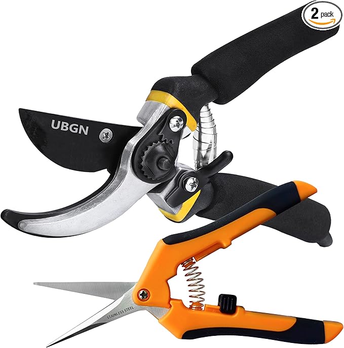 Pruning Shears 8" + Pruning Snips 6.5", Garden Scissors Clippers, Hand Pruners for Gardening