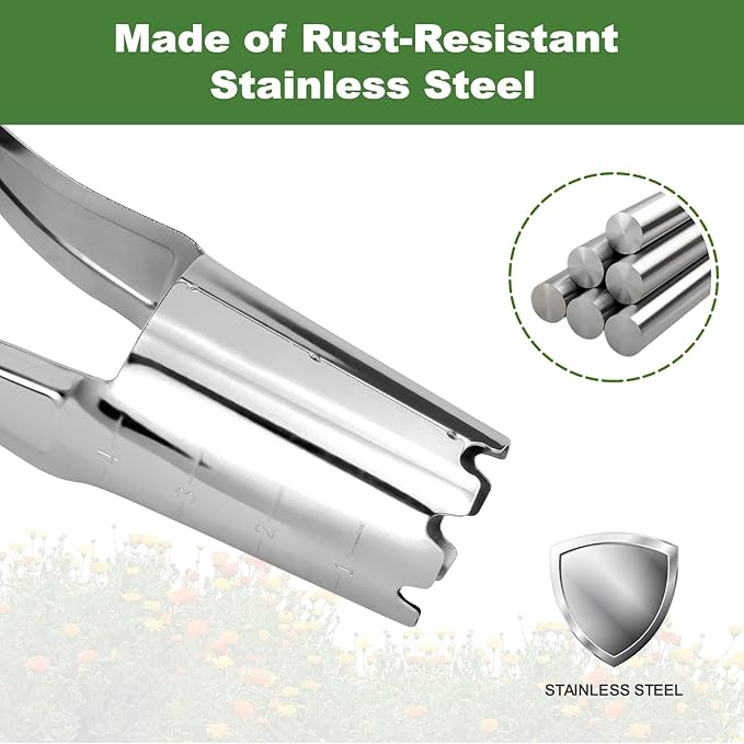 Bulb Planter Tool, 4 Inches Depth Mark Hand Bulb Planter, Non-Bending Stainless Steel Bulb Planter Digger, Garden Bulb Transplanter with Comfortable Grip Wooden Handle for Tulip and Daffodils