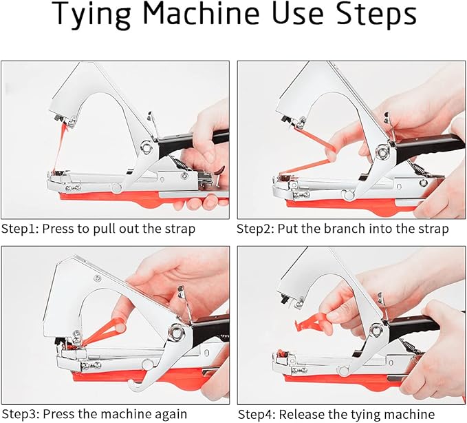 Plant Tying Machine Tomato Tape Tool Fruit Twine Tool with 21 Rolls of Tape and 1 Box of Staple for Garden Vegetable Grape Cucumber Pepper