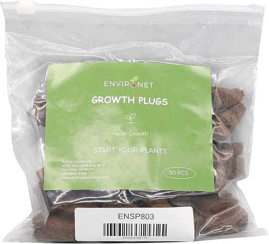 Seed Starter Plugs, Growth Plugs for Seed Starting, Hydroponic and Soil Applications (1 Pack of Approx 50 Counts, 0.8 Inch Square X 1.75 Inch Deep)