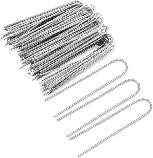 240 Packs Garden Stakes 6 Inches 12 Gauge Heavy Duty Tent Stakes Galvanized Steel Staples Securing Tent Pegs for Weed Fabric Landscape Fabric Netting Ground Sheet Fleece Irrigation Tubes