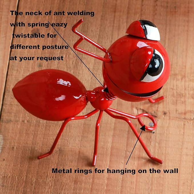 Metal Yard Art Garden Decorative Cute Ant Outdoor Wall Sculptures-Set of 4
