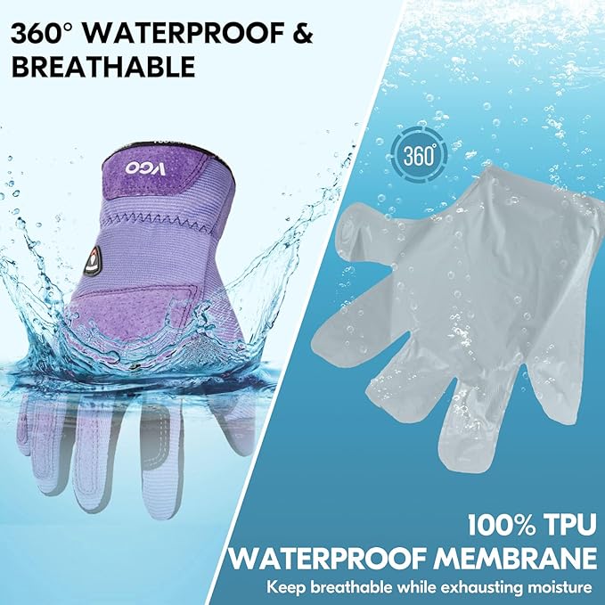 Vgo... Winter Gardening Gloves Women,Safety Work Gloves, Puncture-proof,Thornproof,Touchscreen(1 Pair,S,Purple,SL7471FLWP)