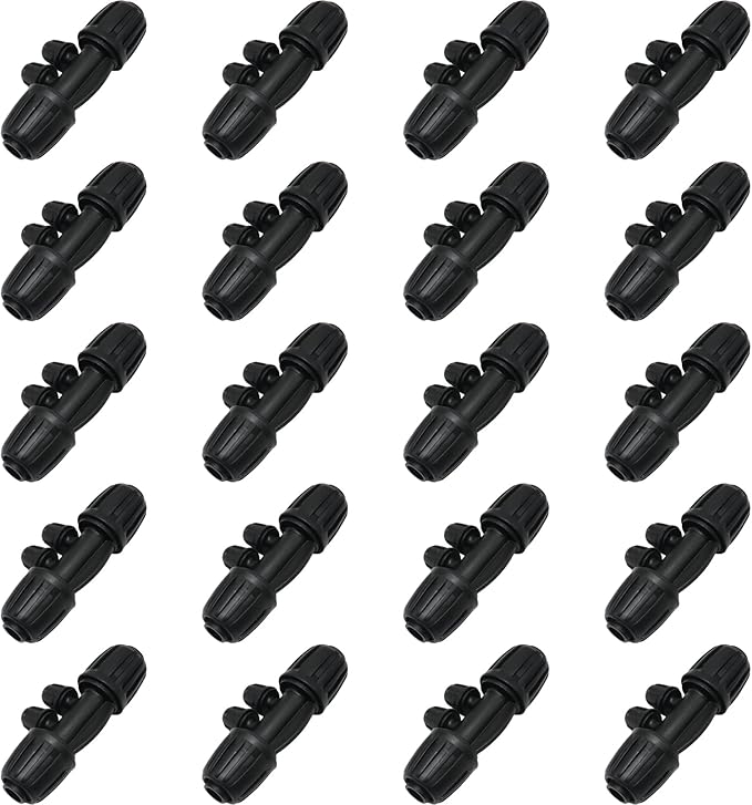 Barbed Tee 4 Way 16 Double Latch Reducing Cross for (1/2 inch ID x 0.60 inch-0.63 inch OD) 16 mm Drip Tubing 1/2 inch to 1/4 inch Pipeline Irrigation Fittings (20PCS-4Way)