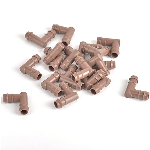 Drip Irrigation Elbow Fittings For 1/2" Drip Tubing, OD 17mm Barbed Connectors, Drip Line 90 Degrees Elbow Parts For Garden Irrigation Sprinkler System-20Pcs/pack