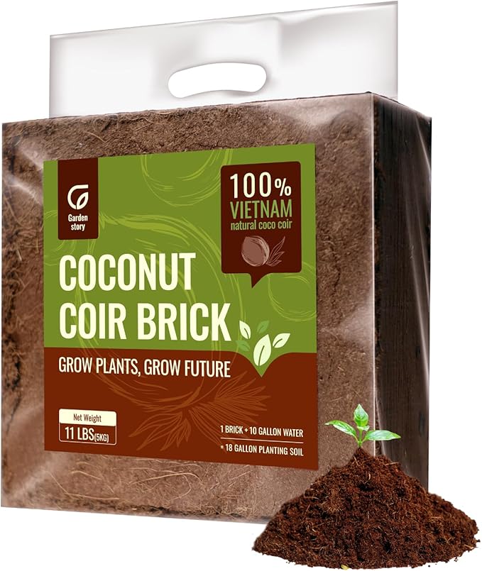 11Pcs Coco Coir Brick for Plants, Low EC & Balanced pH, Potting Mix, Coconut Fiber Substrate, Coco Coir in Bulk (18 Gallons Expansion)