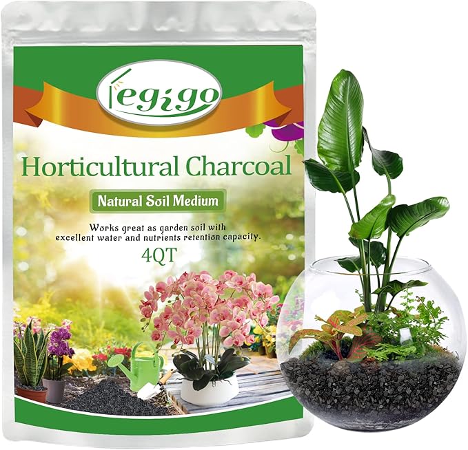 Legigo 4QT All Natural Horticultural Charcoal- Activated Hardwood Plant Charcoal for Soil Amendment, Conditioning Bonsai Soil, Succulent Soil, Terrarium Supplies, Indoor Plant Potting Soil