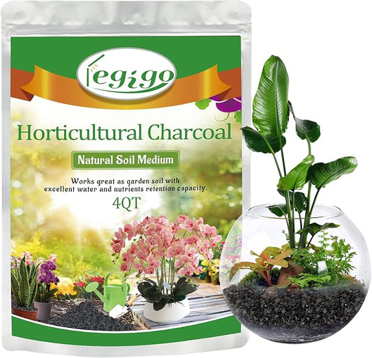 Legigo 4QT All Natural Horticultural Charcoal- Activated Hardwood Plant Charcoal for Soil Amendment, Conditioning Bonsai Soil, Succulent Soil, Terrarium Supplies, Indoor Plant Potting Soil