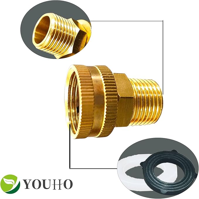 YOUHO Garden Hose Adapter 3/4 NPT Male x 3/4" GHT(F) Drip Irrigation Tubing to Faucet - Reusable Connector Fittings for Most Rain Bird, Orbit, Dig, Toro, Garden Extension Repair Fitting 1PCS