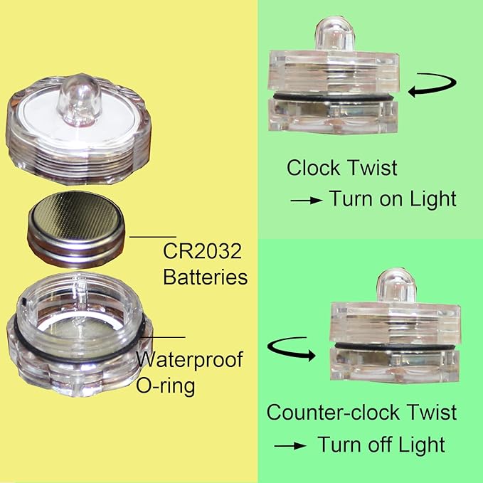 Bright LED Floral Tea Light Vase Submersible Lights for Party Wedding (Green, 30 Pack)