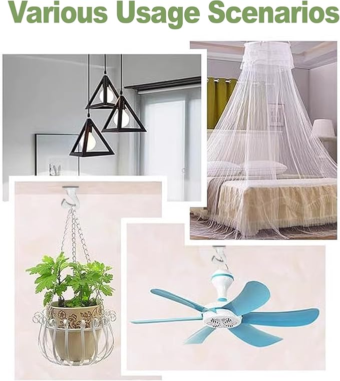 Ceiling Swag Hook Sets - Heavy Duty Hooks with Mounting Hardware for Hanging Plant, Ceiling or Extender Chains - Easy Install with Screws/Brackets (10 pcs - White)