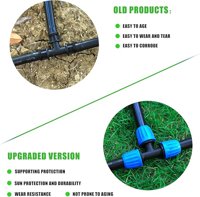 1/2" Drip Irrigation Lock Barbed Tee Connectors 1/2 inch PE Tubing (OD 0.620 in.ID is 0.520. in), Anti-Drop Straight Tee For Irrigation Tubing Fittings （8 Pcs Blue）