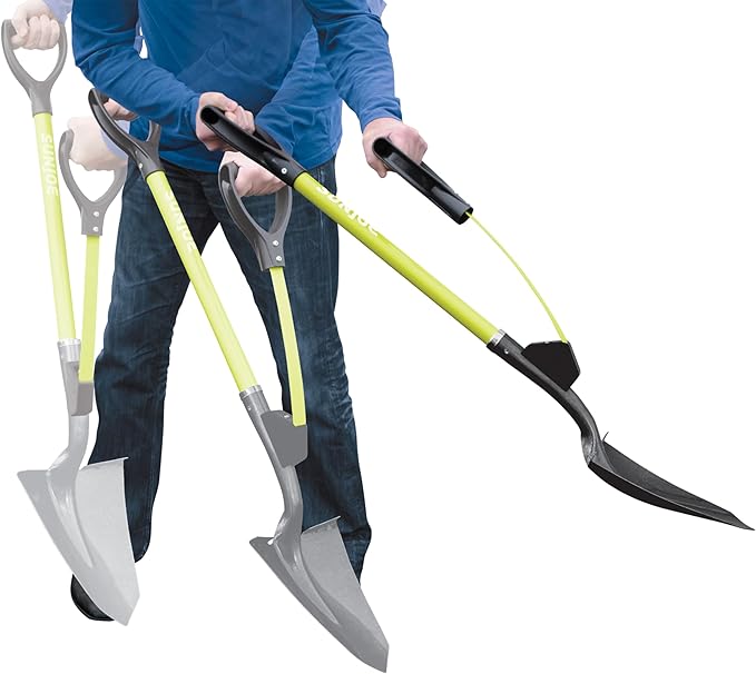 Sun Joe SJ-SHLV07 Shovelution Strain-Reducing Spear Head Digging Garden Shovel, 9-Inch Steel Head, Patented Shovelution Auxiliary Handle