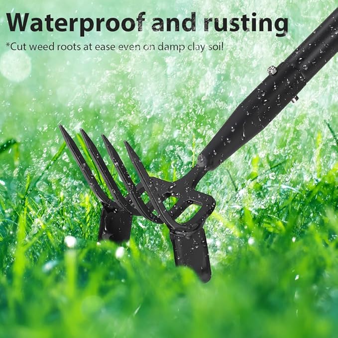 Upgraded Stirrup Hoe and Cultivator,Garden Hoe with Adjustable Handle for Weeding,Digger,loosening Soil,Metal Garden Hula Hoe with Rake Tiller Cultivator (30-62 Inch)