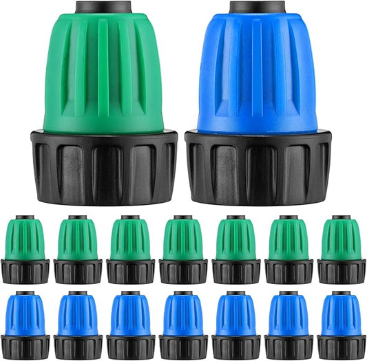 12 Pcs 1/2 Inch Garden Hose Adapter 3/4" to 1/2" Drip Irrigation Tubing Faucet Adapter Drip Irrigation Parts Faucet to Hose Adapter for Garden 3/4 Inch Faucet Connector (Green, Blue)