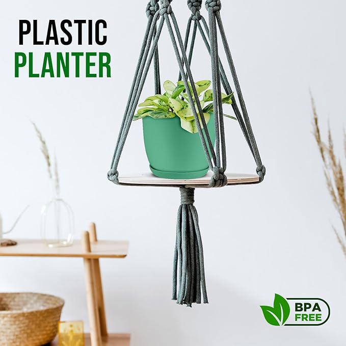 Planter Pots with Drainage Holes - Lightweight, Durable, & Space-Saving Pots for Indoor and Outdoor - Versatile Functionality, Simple Modern Design, Set of 20 Plastic Planter Pots Mint