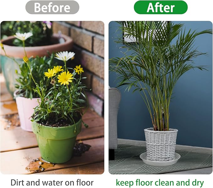 TITE Plant Saucer Heavy Large Planter Durable Thicker Plastic Plant Trays for Indoors and Outdoor,Plant Saucer Drip Trays (Transparent, 14 inch)