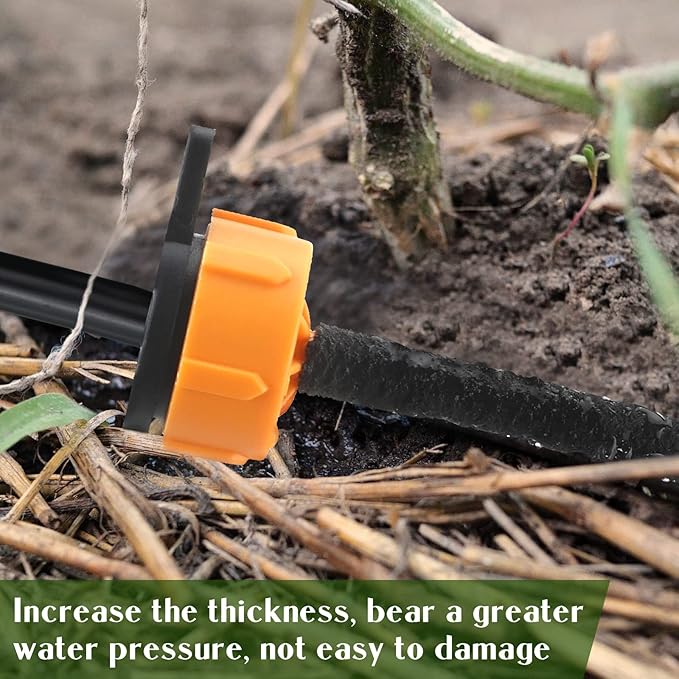 Sasylvia 1/4 in Drip Irrigation Tubing Soaker Hose System with 2GPH Drip Irrigation Emitters, Porous Drip Line Irrigation for Vegetable Garden Beds, Planters, Flower(10 Pcs,100ft)