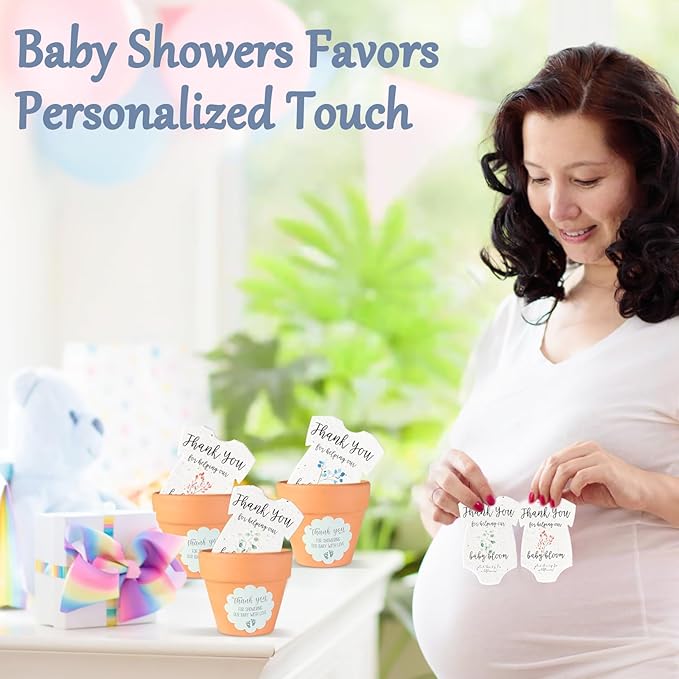 Set of 6 Seed Paper – 6 Blue Onesie & 6 Orange Pots with Stickers for Weddings & Life Events