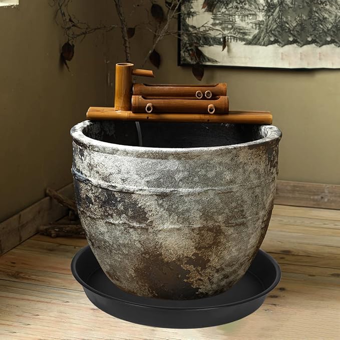 2 Pack of 18 19 inch Plant Saucer (16.6 Inch Base), 2.7" Depth Tray, Large Deep Garden Plastic Flower Trays for Indoors Outdoor, Tray for Planter 15-19" (19", Black)