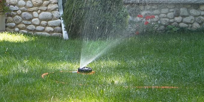 Dramm Duty Metal Base, Red 15021 ColorStorm 9-Pattern Premium Turret Sprinkler with Heavy-D