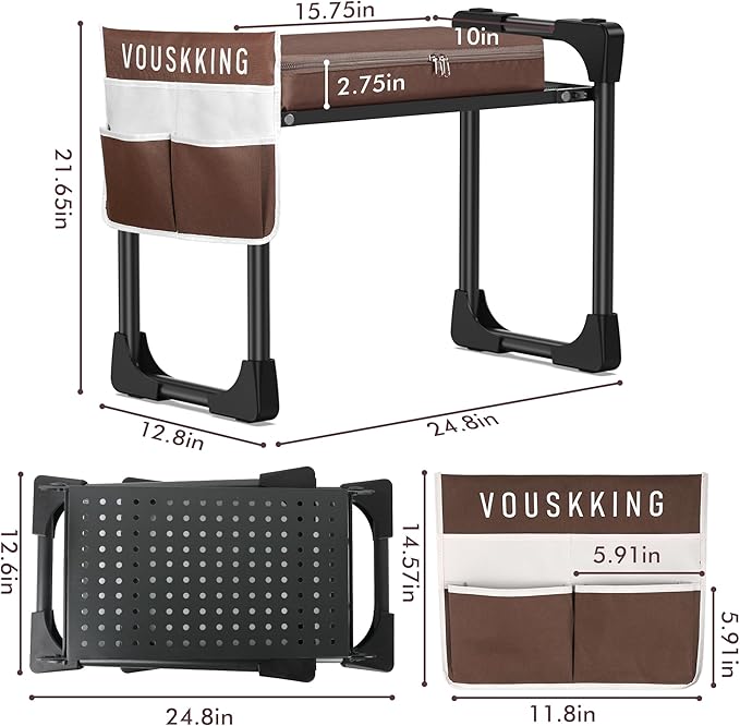 Foldable Garden Kneeler and Seat, Patented Thicker Wider Softer Kneeling Pad with Magnetic Stripe, 350lbs Heavy Duty Durable Garden Stool with Tool Bag, Gardening Gift for Women and Men