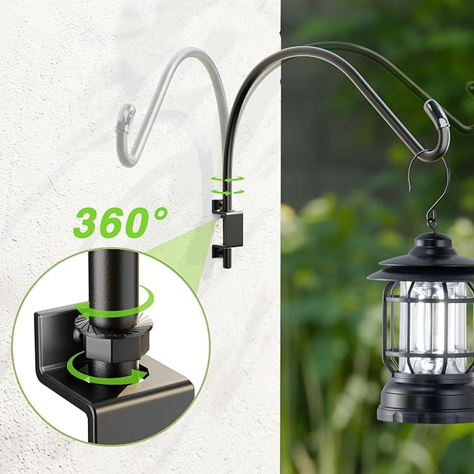 16 Inch Swivel Plant Hanger: Heavy Duty Hook for Bird Feeder, Plant, Flower Basket, Lantern, Wind Chime & More - Versatile Hanging Brackets Outdoor/Indoor Use Up to 22LB