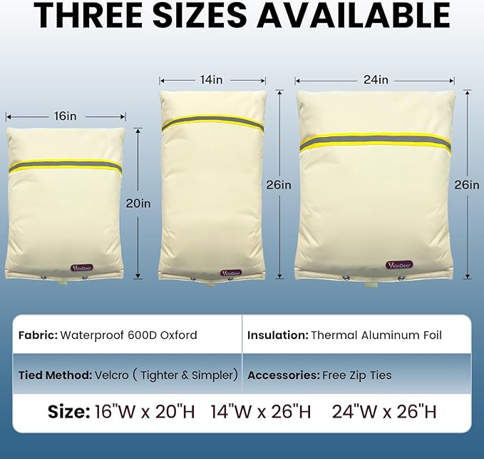 Backflow Preventer Insulation Cover, 24" W x 26" H YeloDeer Reusable Waterproof Sprinkler Valve Cover with Aluminum Foil, Outdoor Well Pump Cover Insulated for Winter Freeze Protection.