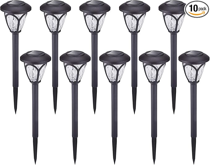 HECARIM Solar Lights Outdoor, 10 Pack Solar Pathway Lights, Solar Powered Garden Lights, Waterproof LED Solar Landscape Lights for Walkway, Pathway, Lawn, Yard and Driveway…