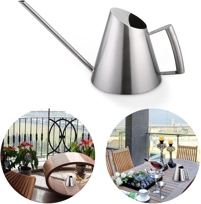 400ml Watering Can, Stainless Steel Long Spout Watering Pot, Mini Modern, Brushed Sliver Flower Plant Watering Can Pot, Gardening Tool for for Home Office