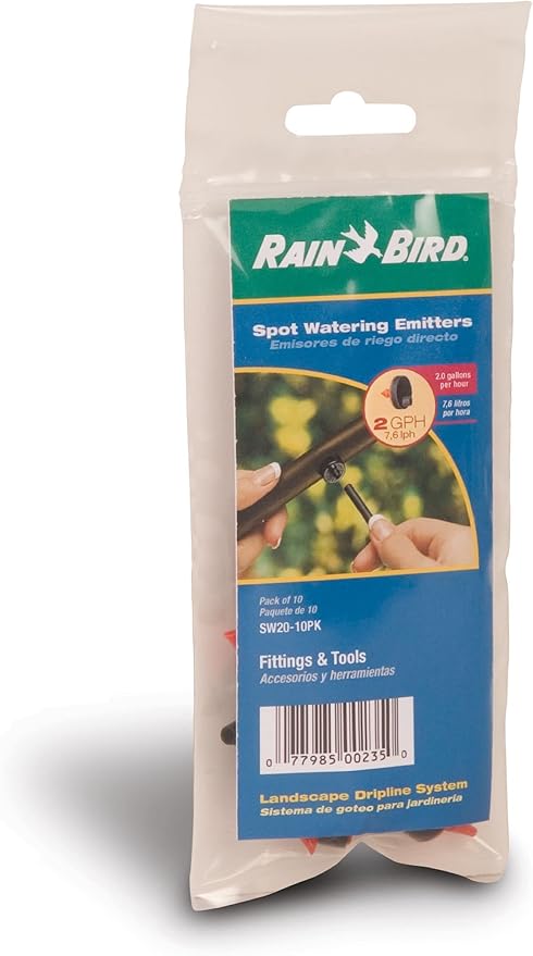 Rain Bird CVD1010PKXS Drip Irrigation Dripper/Emitter with Built-In Check Valve, 1 Gallon Per Hour, 10-Pack