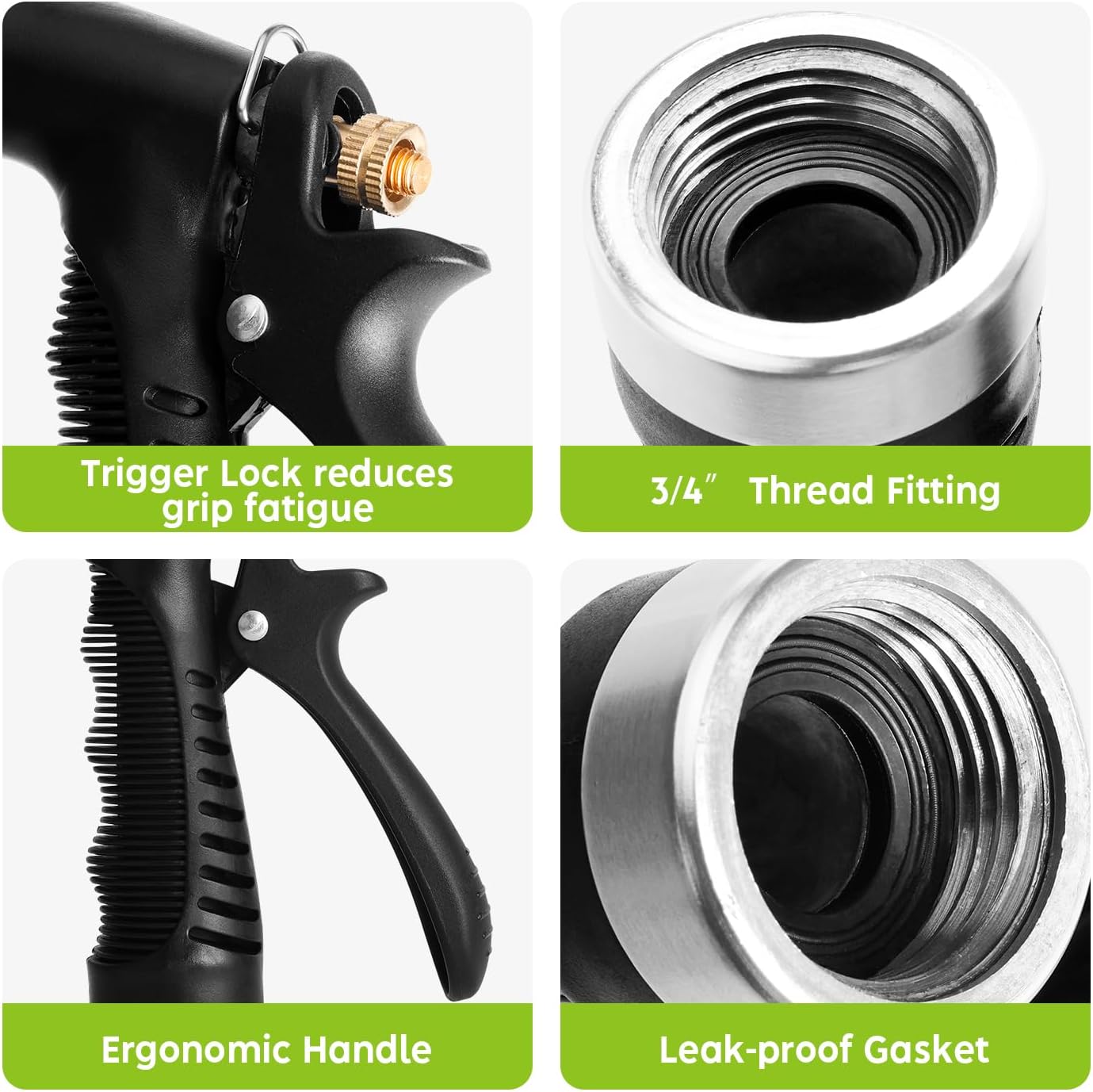 Grip Strength Adjustable Handheld Hose Nozzle, Adjustable Water Nozzle Spray with High Pressure for Watering Plants and Lawn, Car Washing, Patio and Pet Washing.