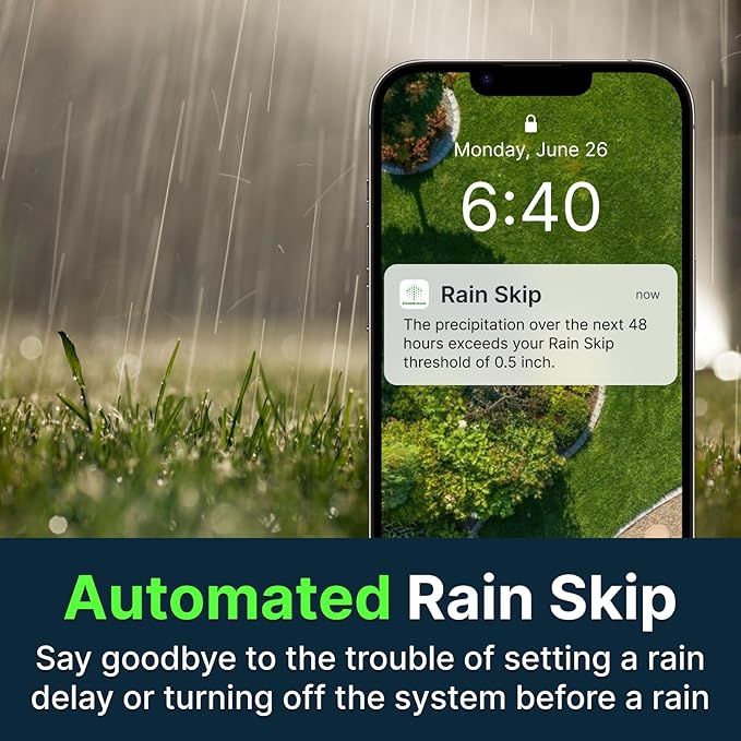 ImoLaza Smart Sprinkler Controller Evapotranspiration Master: 16 Zones WiFi Irrigation Controller with Automated Watering and App Control, Save Water Through Rain, Freeze, Wind and Saturation Skip