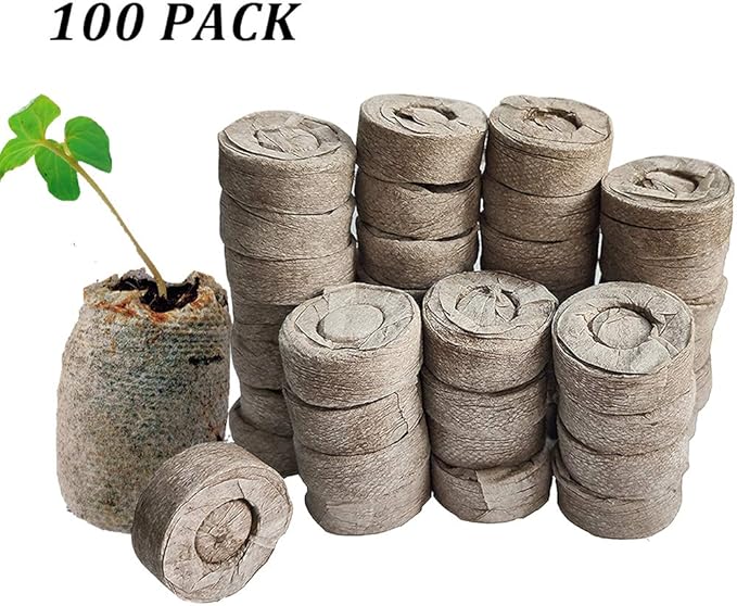 100 Pack 40mm Peat Pellets Seeding Soil Block for Nursery Pots Seed Starting Plugs