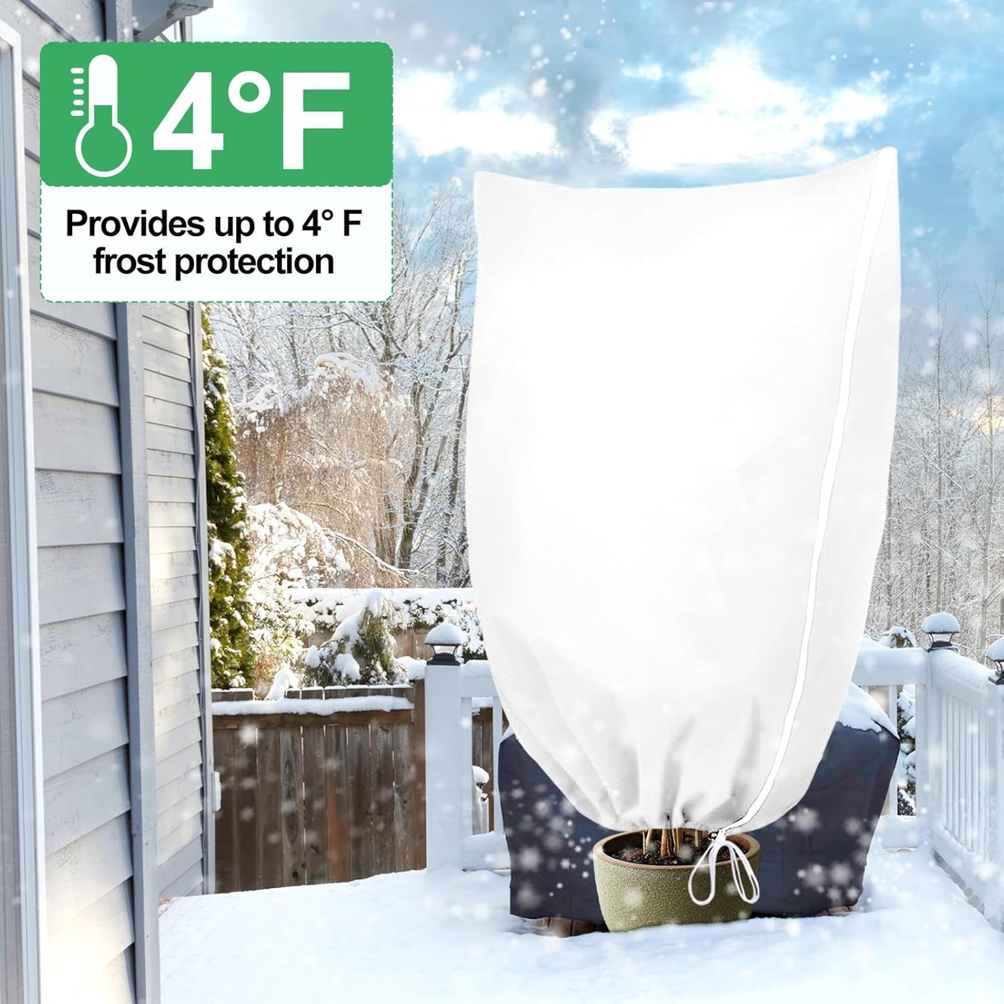 Plant Covers for Winter Tree Covers Freeze Protection, 2 Pack 47.2" X 70.8" Frost Covers for Outdoor Plants with Zipper Drawstring, Frost Cold Weather Plant Freeze Protection Cover Bags
