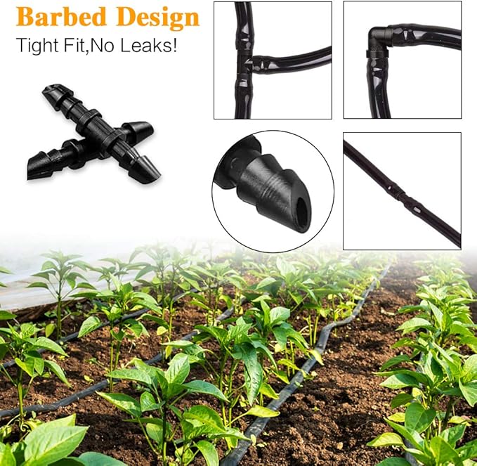 70 Pack Drip Irrigation Universal 1/4" Barbed Coupling Fitting, Barbed Connectors for 1/4" Drip Tubing