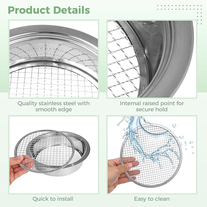 Soil Sieve Set, Garden Soil Sifter Kit, Stainless Steel Mesh Sifting Pan with 5 Sizes Sieve Meshes (0.04"-0.48") & Bonsai Soil Scoop, Garden Potting Sieve Set for Dirt, Compost