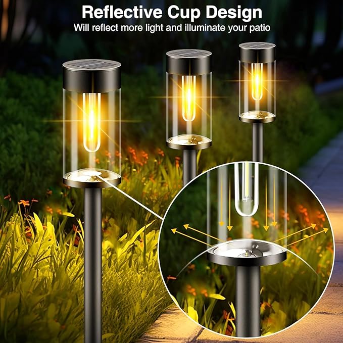 nipify LED Solar Pathway Lights Outdoor, 12 Pack Bright Solar Powered Path Garden Light Waterproof, Auto On/Off Solar Yard Lighting for Walkway Lawn Patio Landscape