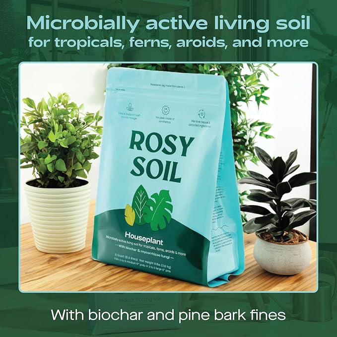Indoor Potting Soil for House Plants - Organic Potting Soil Mix for Indoor Plants - Enriched w/Root-Boosting Biochar for Foliage Plants, Flowers, Herbs - Peat Free, Less Prone to Gnats - 8qt