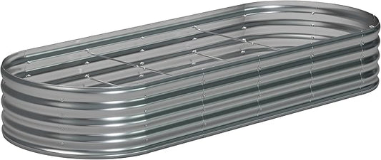 8x2x1.3 Oval Galvanized Raised Garden Bed,Outdoor Planter Box Metal Patio Kit Planting Bed for Vegetables Flowers and Succulents