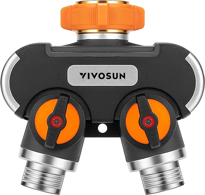 VIVOSUN Garden Hose Splitter 2 Way Heavy Duty, Upgraded Highly Durable Dual Water Hose Connector, Faucet Adapter with Comfortable Rubberized Grip for Drip Irrigation, Lawns