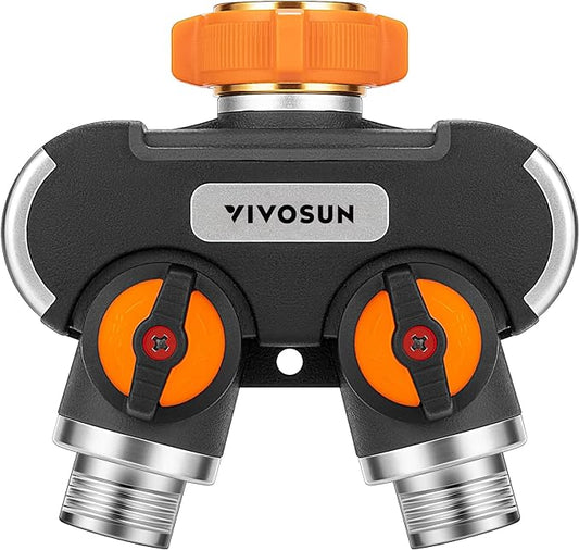 VIVOSUN Garden Hose Splitter 2 Way Heavy Duty, Upgraded Highly Durable Dual Water Hose Connector, Faucet Adapter with Comfortable Rubberized Grip for Drip Irrigation, Lawns