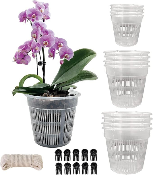 Orchid Pot, 12 Pack Orchid Pots with Holes, 4 Each of 4.5", 5.5", 6.3", Clear Orchid Pots for Repotting, Breathable Slotted Orchids Planter