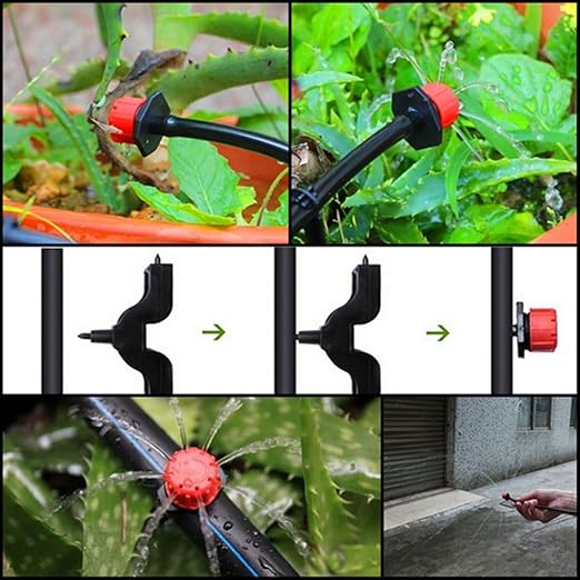 WINBOB 100PCS Adjustable Irrigation Drippers Sprinklers 1/4 Inch Emitter Dripper Micro Drip Irrigation Sprinklers for Watering System(Red)